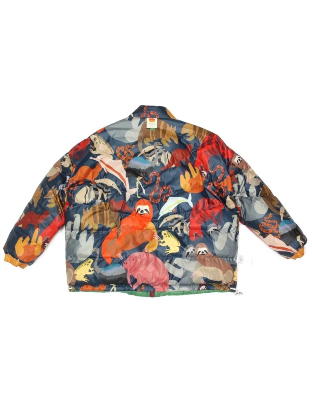FARM RIO Reversible Striped Rainbow Animal Rainforest Puffer Jacket sz XL /650 - Picture 6 of 11